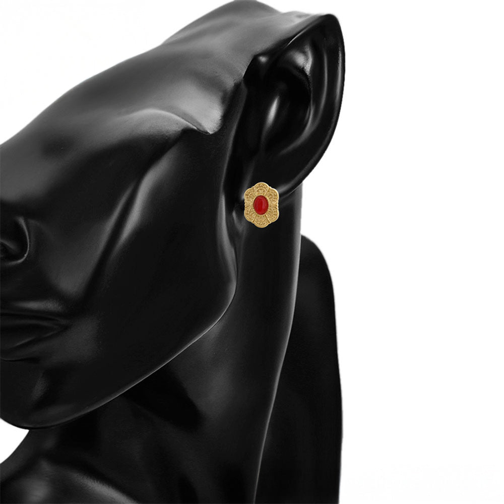 Pozlátené Zliatinové Náušnice s Červeným Emporia® Krištáľom 8 