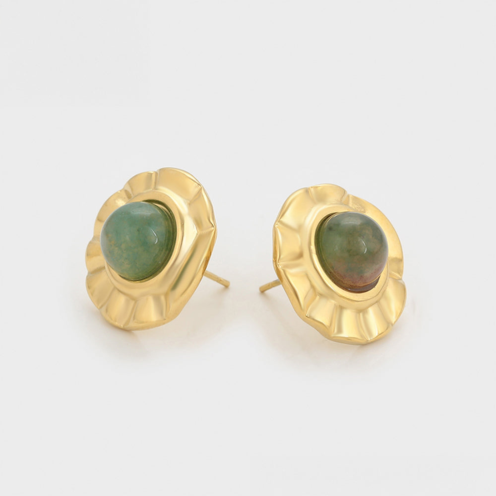Pozlátené Zliatinové Náušnice s so Zeleným Emporia® Krištáľom 4 