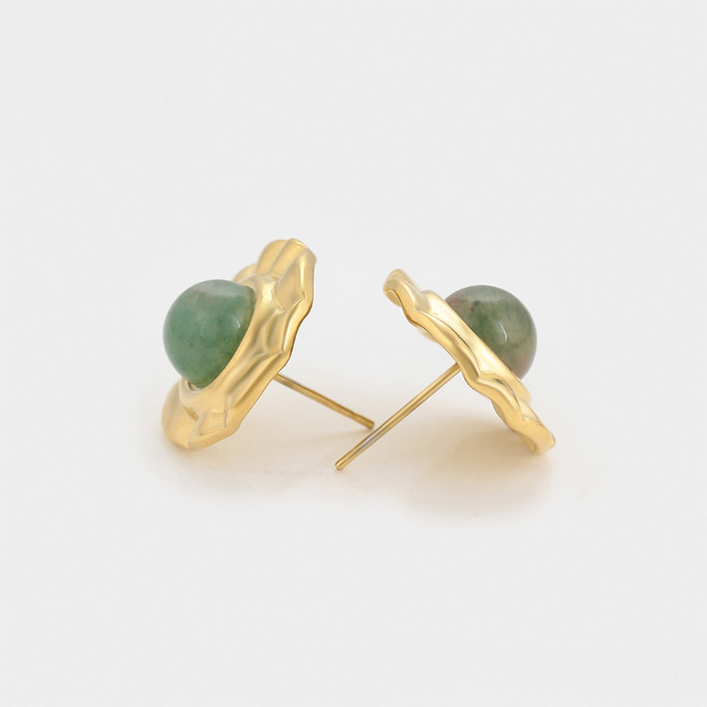 Pozlátené Zliatinové Náušnice s so Zeleným Emporia® Krištáľom 5 