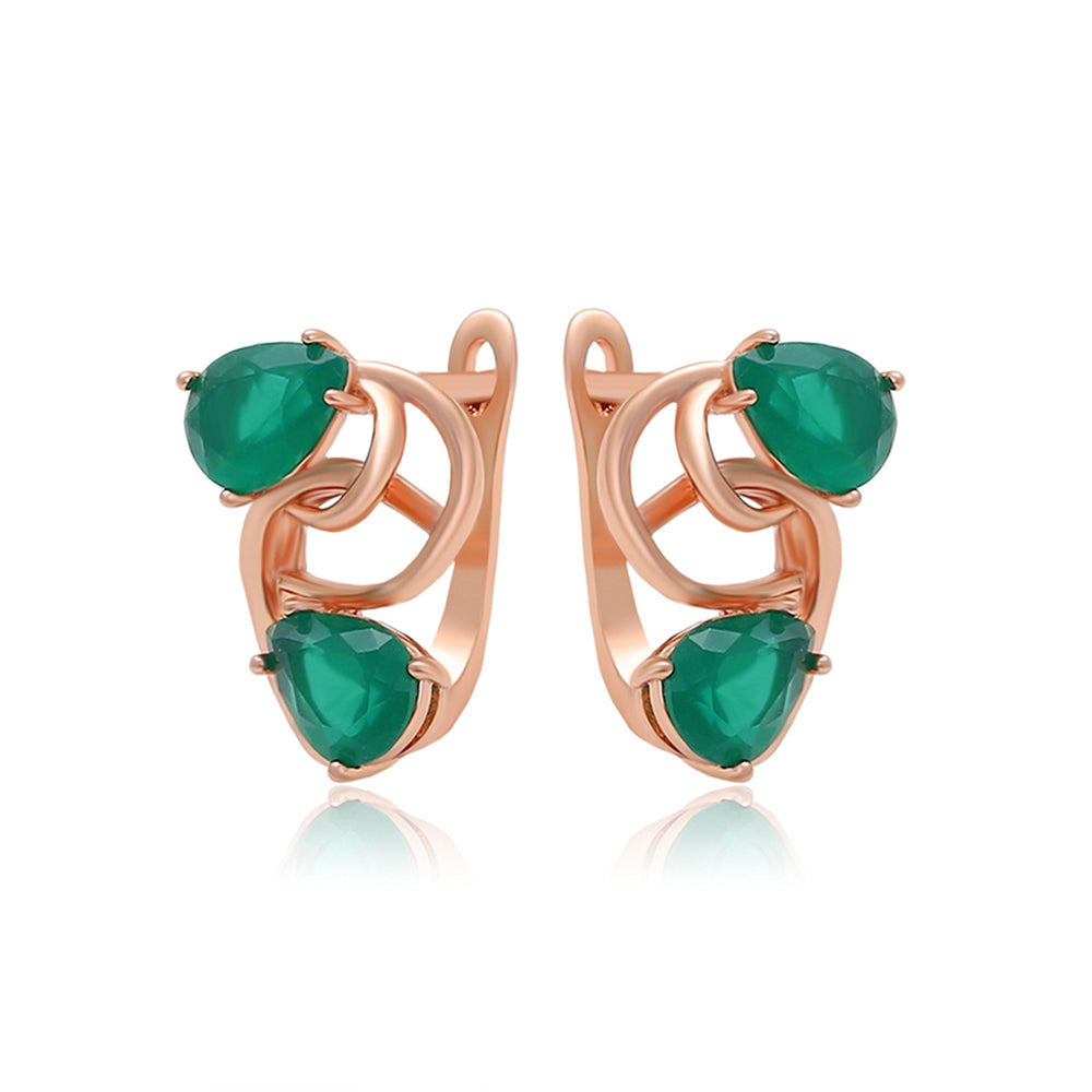 Pozlátené Zliatinové Náušnice s so Zeleným Emporia® Krištáľom
