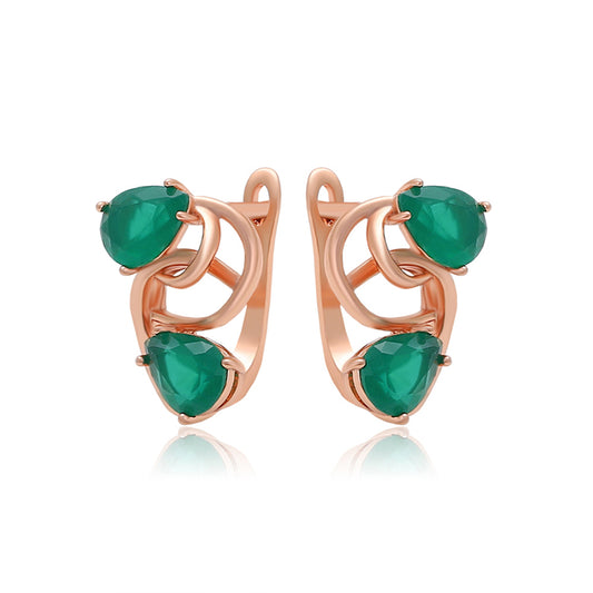 Pozlátené Zliatinové Náušnice s so Zeleným Emporia® Krištáľom
