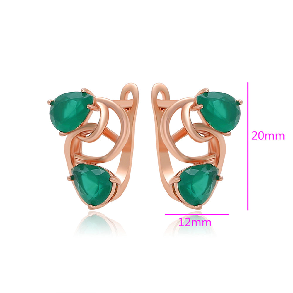 Pozlátené Zliatinové Náušnice s so Zeleným Emporia® Krištáľom 2 