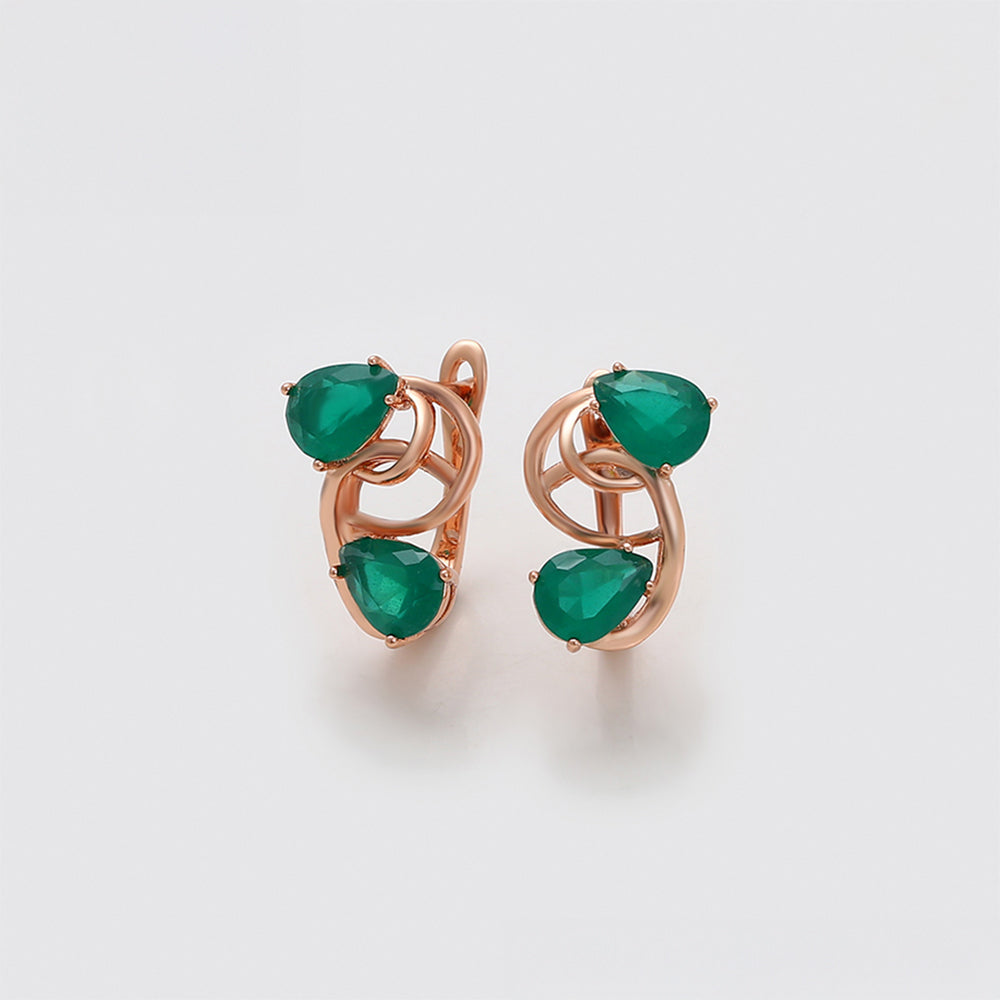 Pozlátené Zliatinové Náušnice s so Zeleným Emporia® Krištáľom