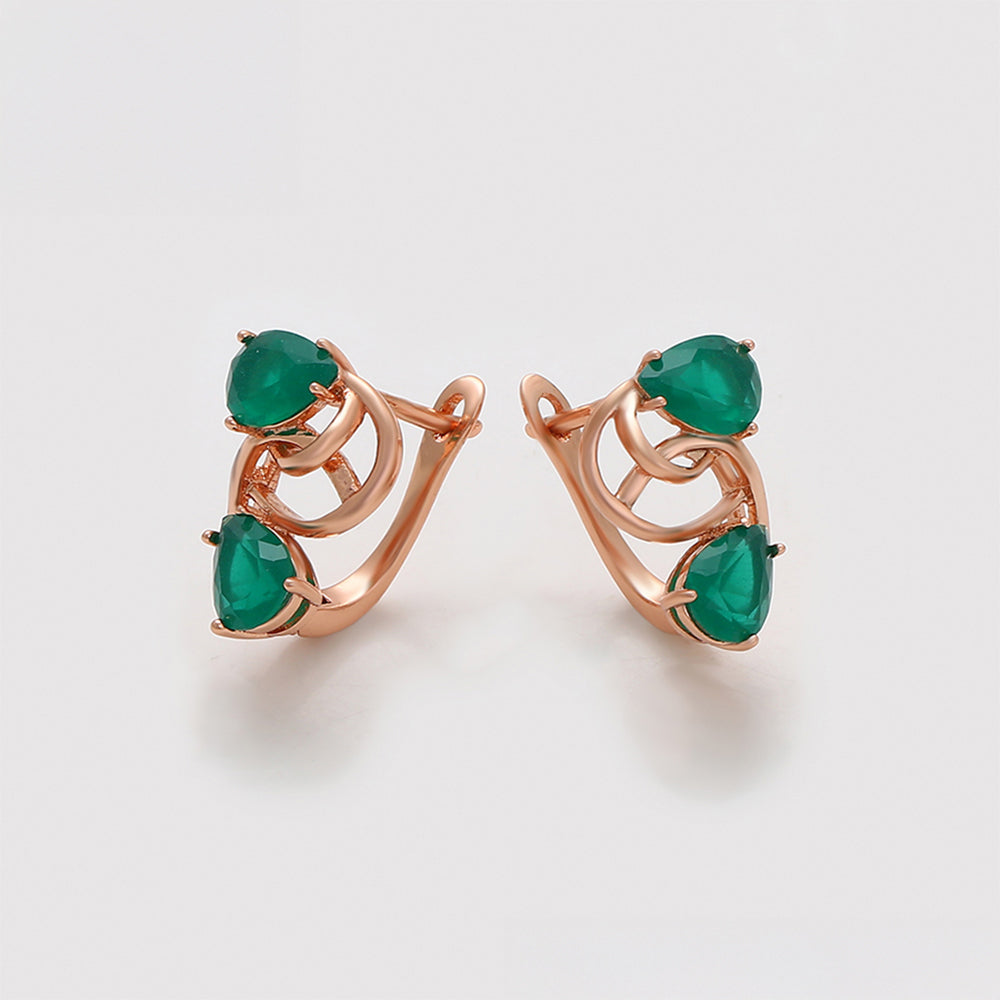Pozlátené Zliatinové Náušnice s so Zeleným Emporia® Krištáľom 5 