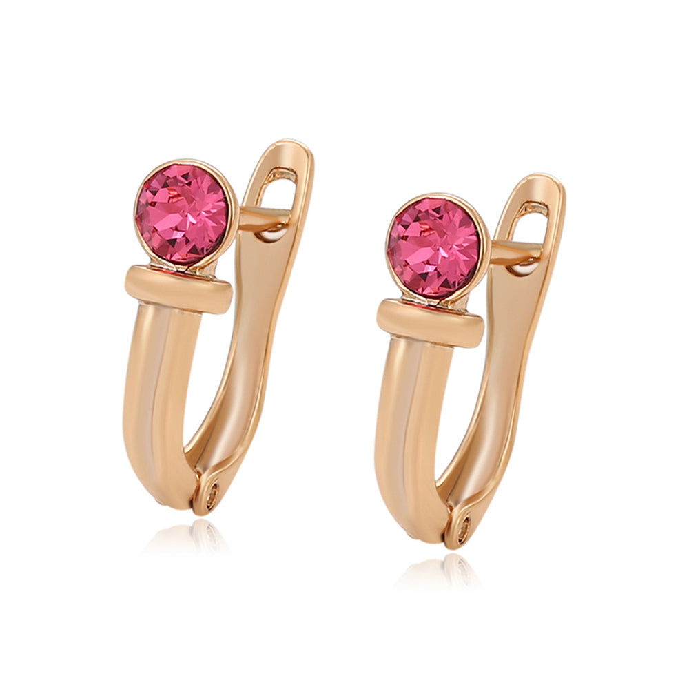 Pozlátené Zliatinové Náušnice s Ružovým Emporia® Krištáľom 1 