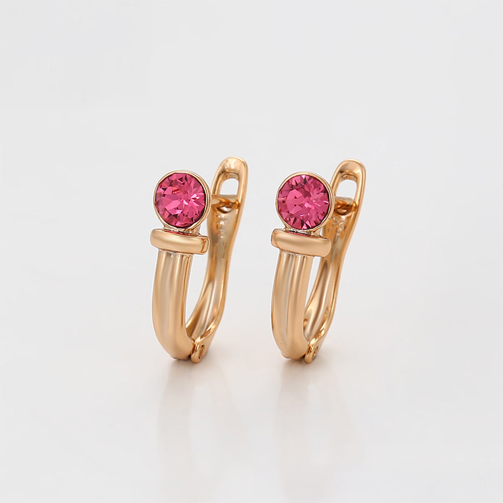 Pozlátené Zliatinové Náušnice s Ružovým Emporia® Krištáľom