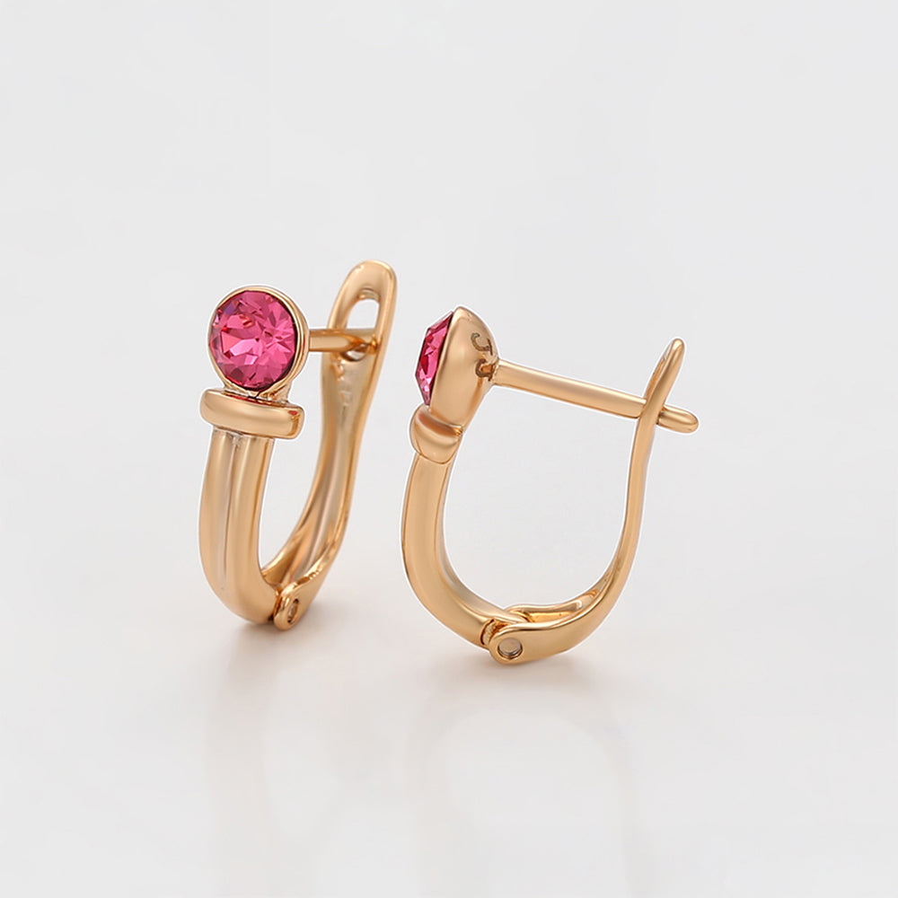 Pozlátené Zliatinové Náušnice s Ružovým Emporia® Krištáľom