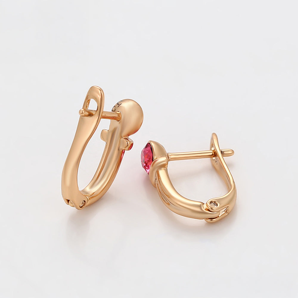 Pozlátené Zliatinové Náušnice s Ružovým Emporia® Krištáľom