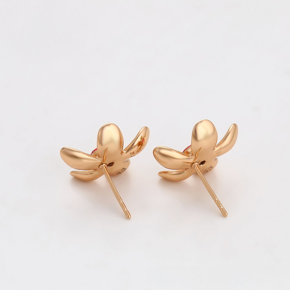 Pozlátené Zliatinové Náušnice s Ružovým Emporia® Krištáľom 6 