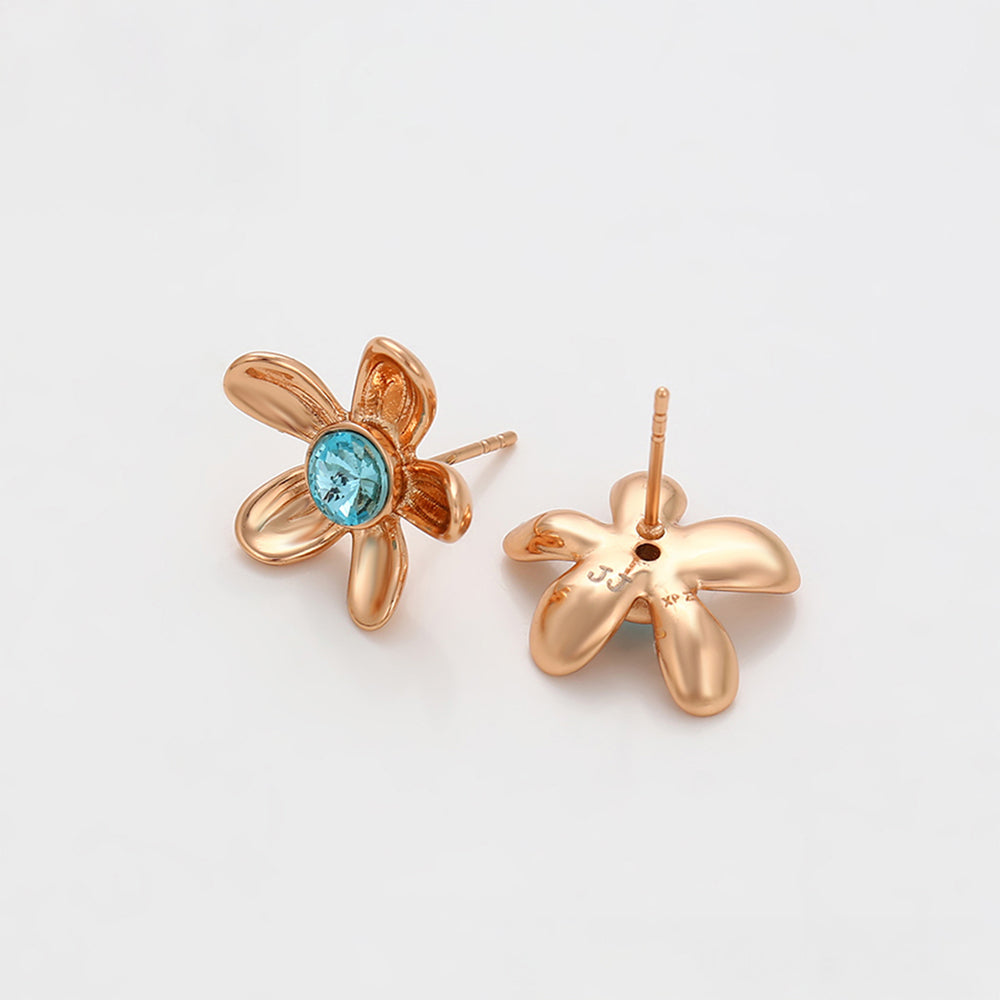 Pozlátené Zliatinové Náušnice s Modrým Emporia® Krištáľom