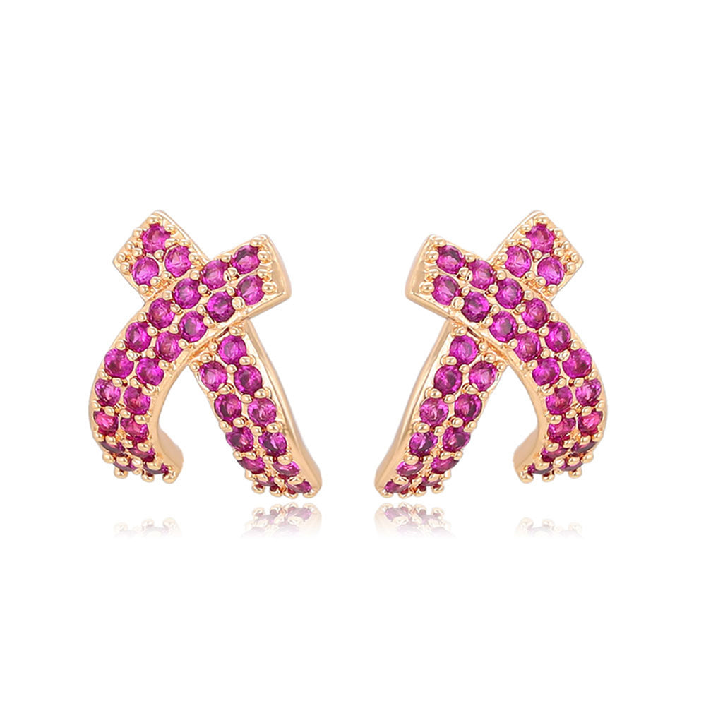 Pozlátené Zliatinové Náušnice s Ružovým Emporia® Krištáľom 1 