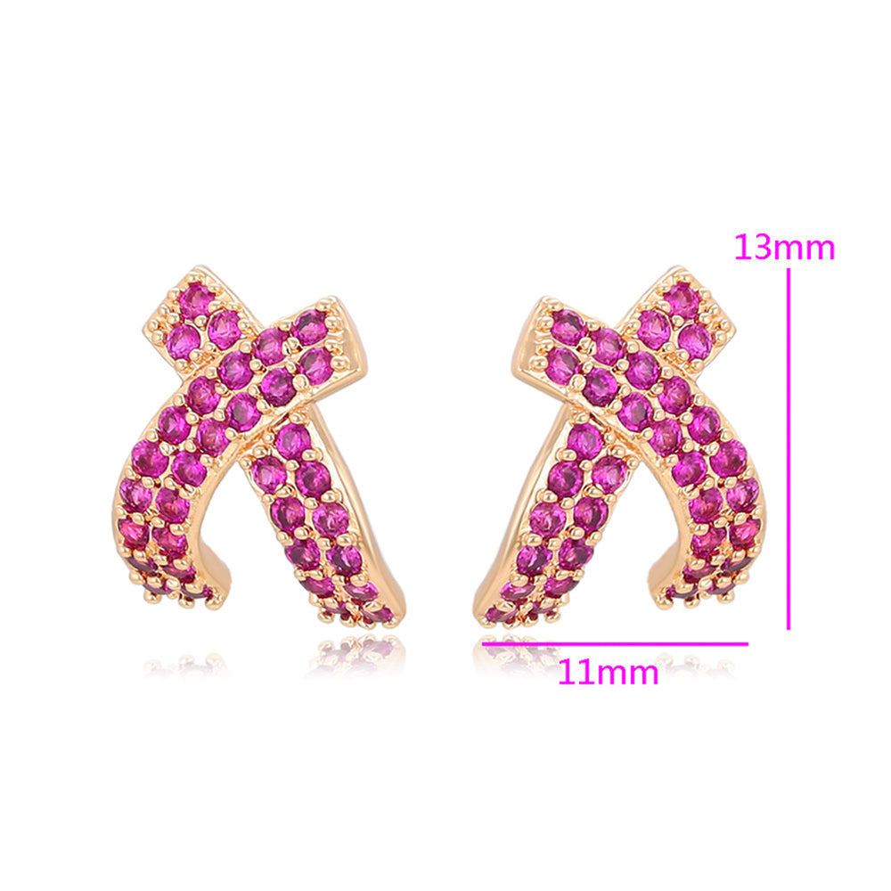 Pozlátené Zliatinové Náušnice s Ružovým Emporia® Krištáľom 2 