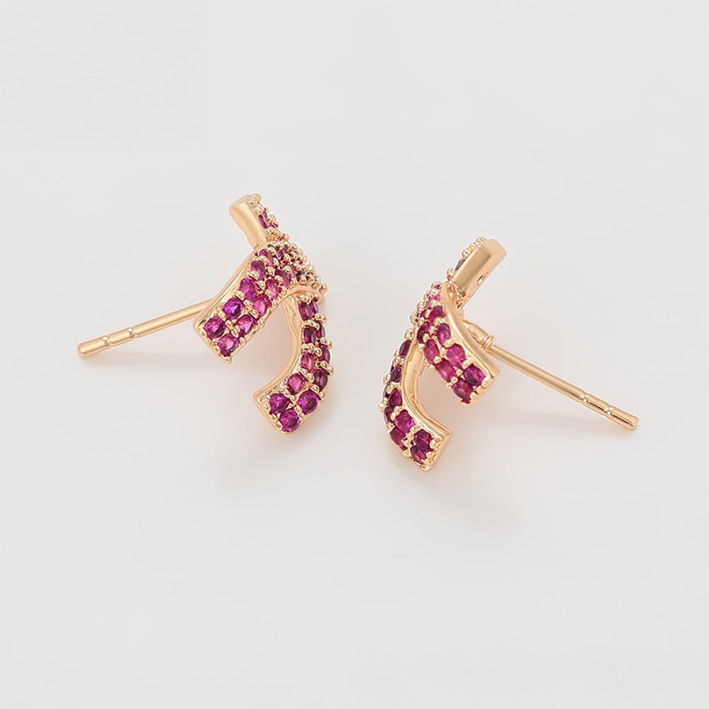 Pozlátené Zliatinové Náušnice s Ružovým Emporia® Krištáľom