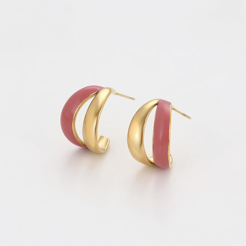 Pozlátené Zliatinové Náušnice s so Smaltom