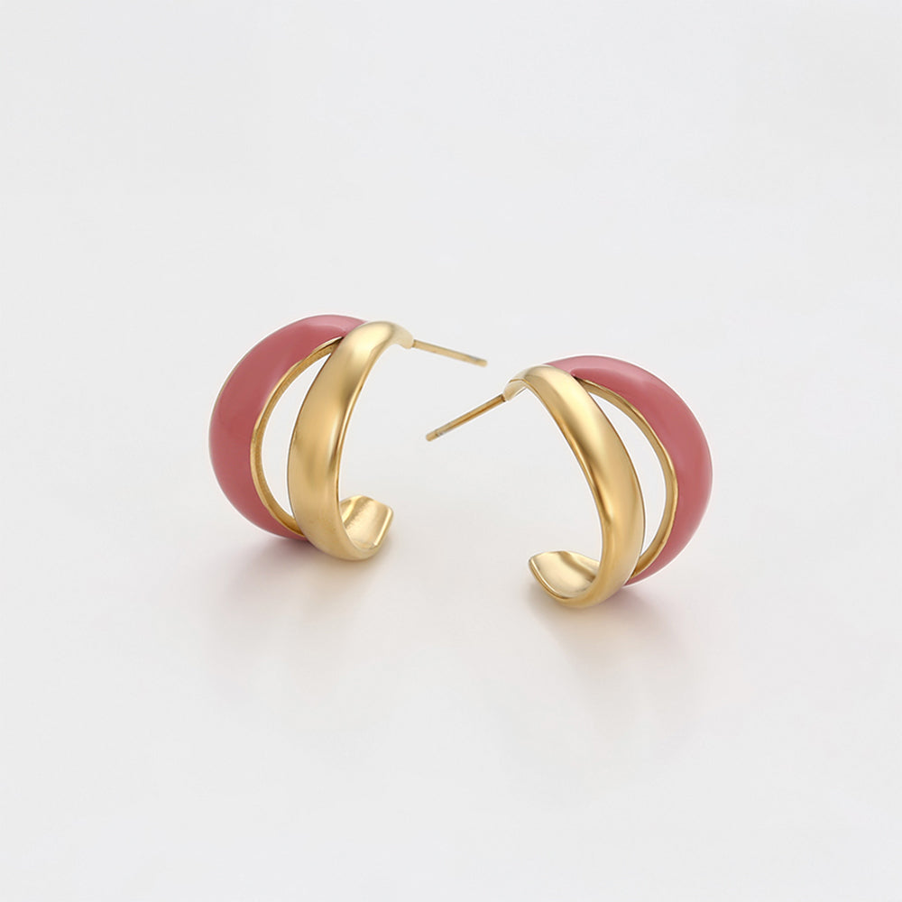 Pozlátené Zliatinové Náušnice s so Smaltom