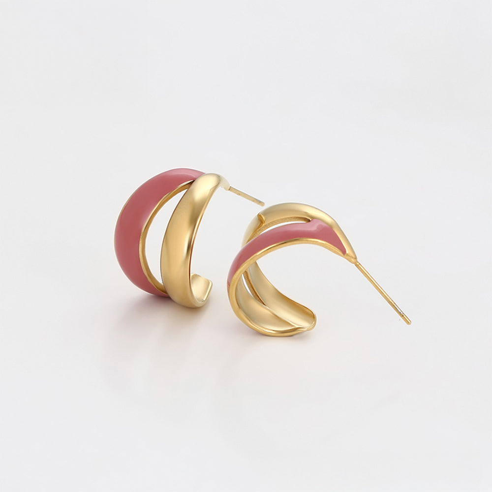 Pozlátené Zliatinové Náušnice s so Smaltom