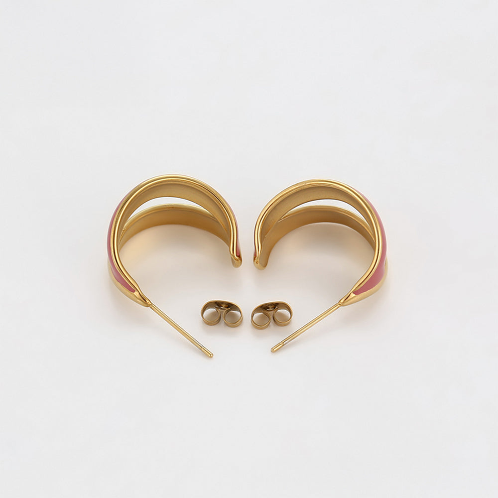 Pozlátené Zliatinové Náušnice s so Smaltom 7 