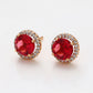 Pozlátené Zliatinové Náušnice s Červeným Emporia® Krištáľom a Bielym Emporia® Krištáľom