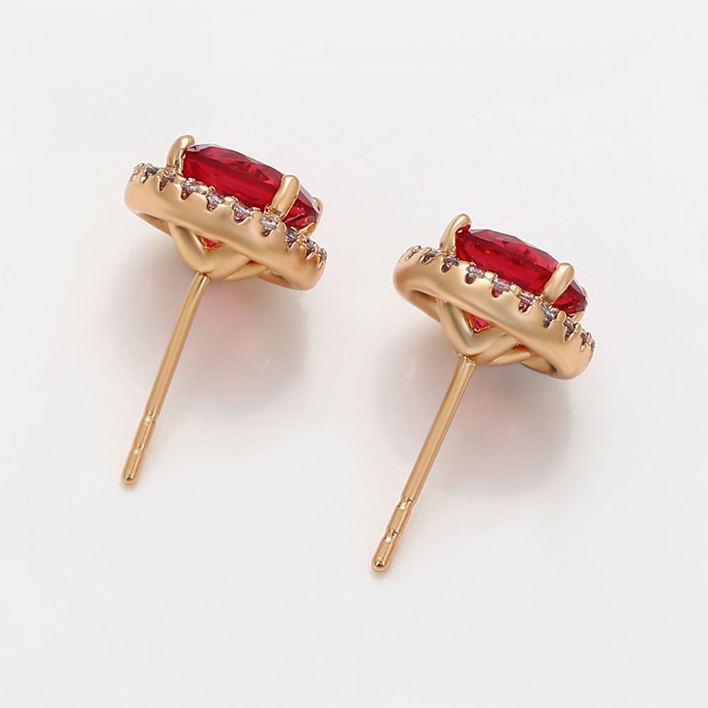 Pozlátené Zliatinové Náušnice s Červeným Emporia® Krištáľom a Bielym Emporia® Krištáľom