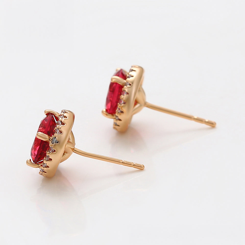 Pozlátené Zliatinové Náušnice s Červeným Emporia® Krištáľom a Bielym Emporia® Krištáľom