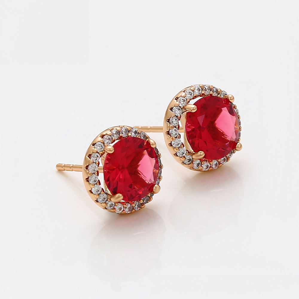 Pozlátené Zliatinové Náušnice s Červeným Emporia® Krištáľom a Bielym Emporia® Krištáľom