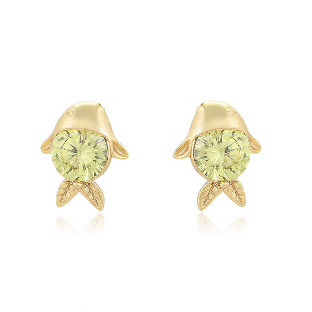 Pozlátené Zliatinové Náušnice s so Zeleným Emporia® Krištáľom