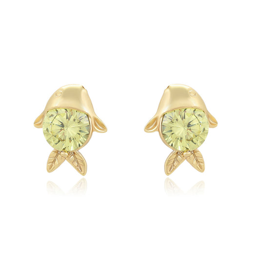 Pozlátené Zliatinové Náušnice s so Zeleným Emporia® Krištáľom