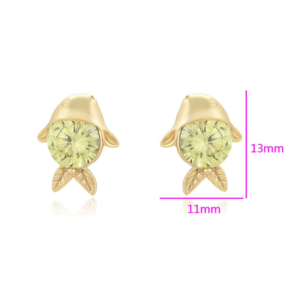 Pozlátené Zliatinové Náušnice s so Zeleným Emporia® Krištáľom 2 