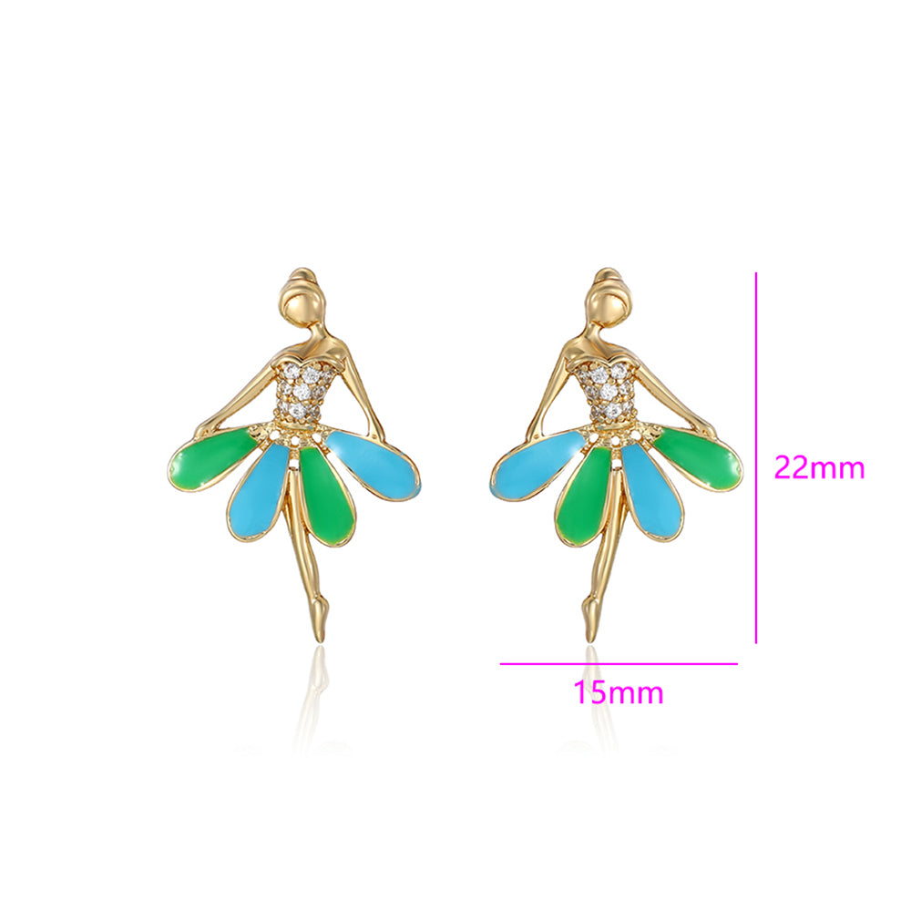 Pozlátené Zliatinové Náušnice s so Smaltom a Bielym Emporia® Krištáľom 3 