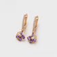 Pozlátené Zliatinové Náušnice s Fialovým Emporia® Krištáľom a Bielym Emporia® Krištáľom