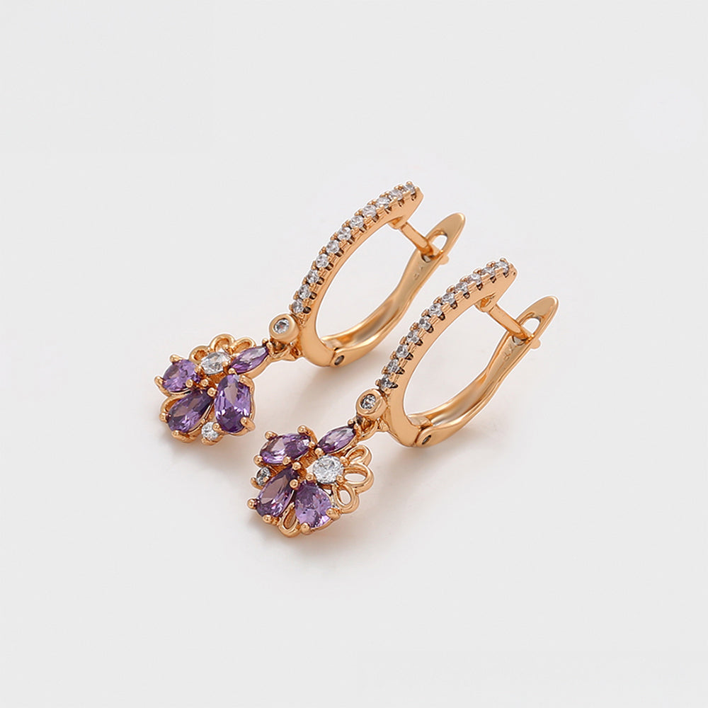 Pozlátené Zliatinové Náušnice s Fialovým Emporia® Krištáľom a Bielym Emporia® Krištáľom 5 
