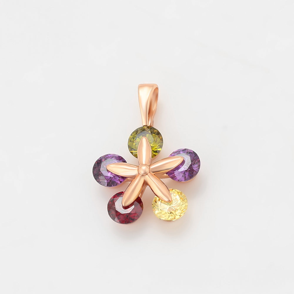 Pozlátený Zliatinový Prívesok s so Zeleným Emporia® Krištáľom a Fialovým Emporia® Krištáľom