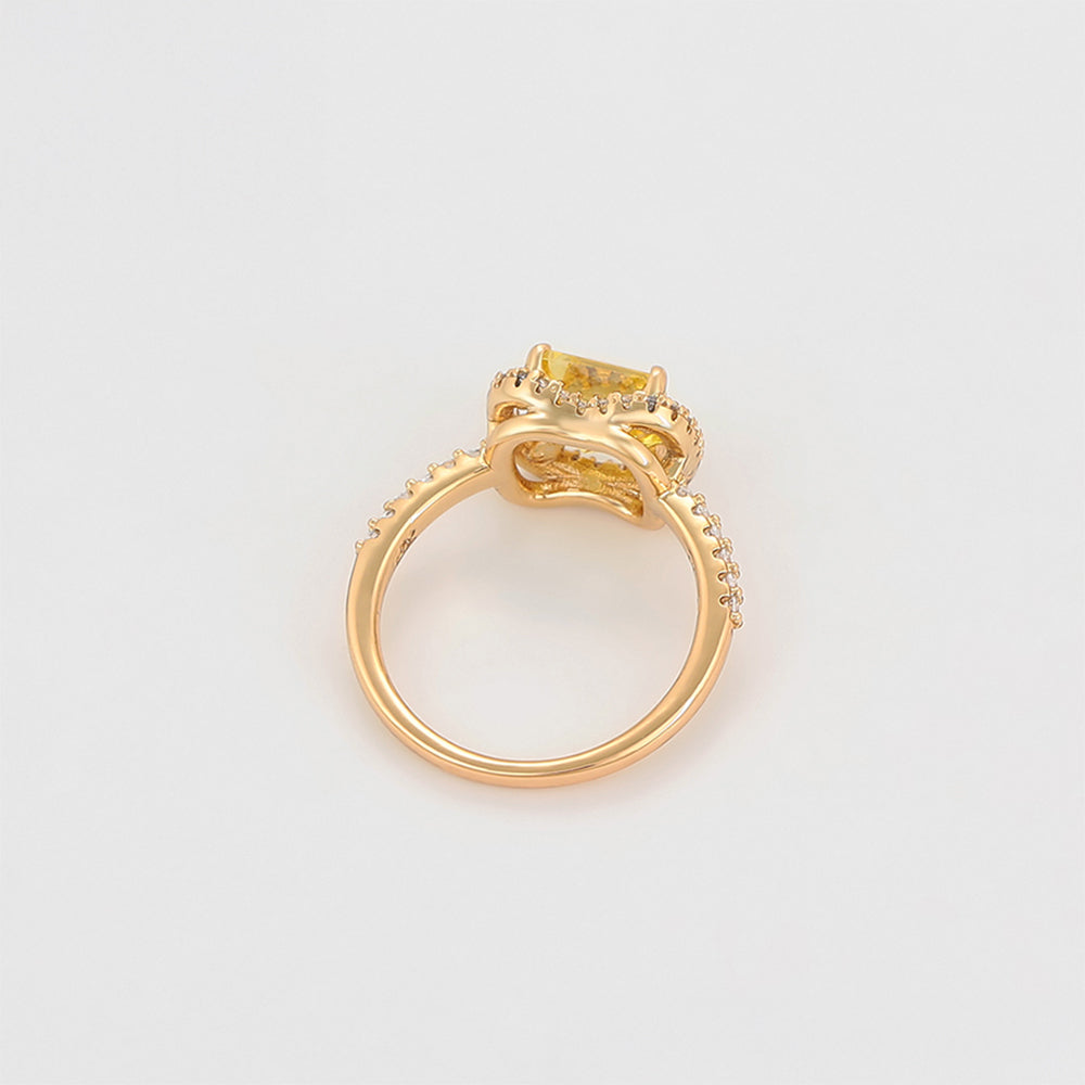 Pozlátený Zliatinový Prsteň s so Žltým Emporia® Krištáľom a Bielym Emporia® Krištáľom 3 