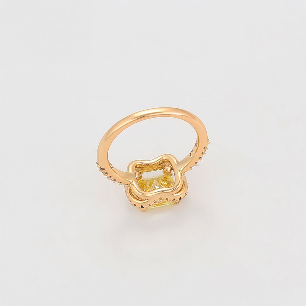 Pozlátený Zliatinový Prsteň s so Žltým Emporia® Krištáľom a Bielym Emporia® Krištáľom