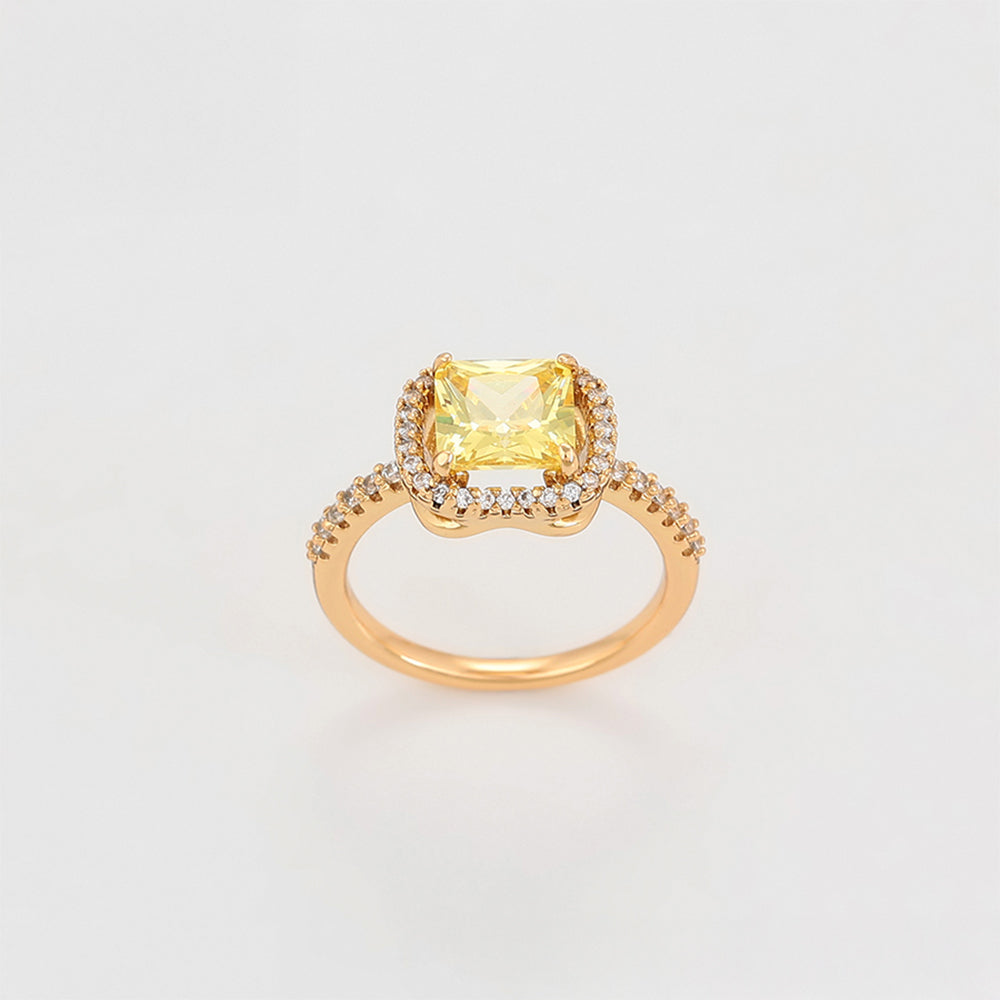 Pozlátený Zliatinový Prsteň s so Žltým Emporia® Krištáľom a Bielym Emporia® Krištáľom