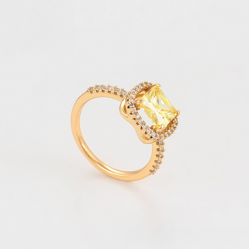 Pozlátený Zliatinový Prsteň s so Žltým Emporia® Krištáľom a Bielym Emporia® Krištáľom 7 