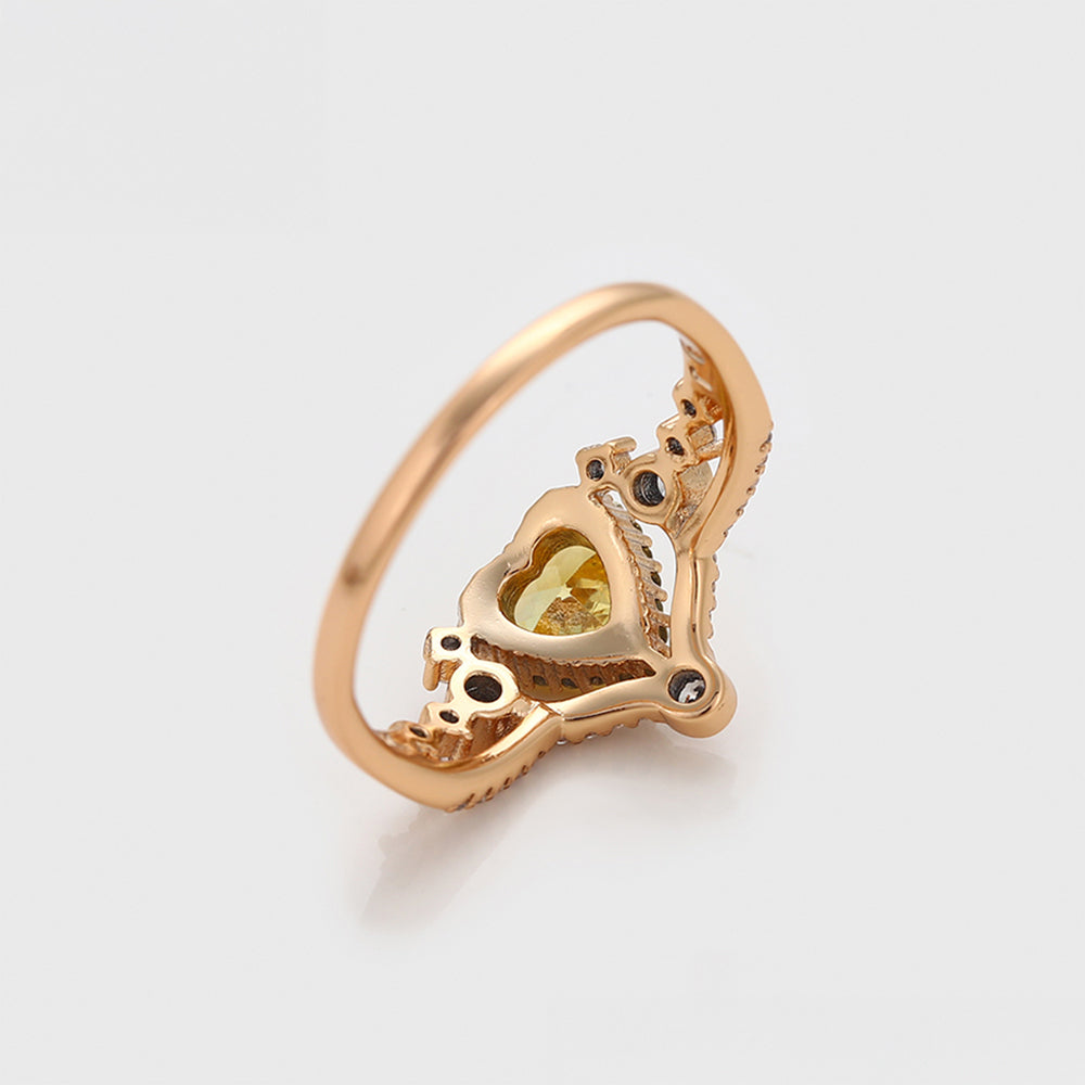 Pozlátený Zliatinový Prsteň s so Žltým Emporia® Krištáľom a Bielym Emporia® Krištáľom 6 