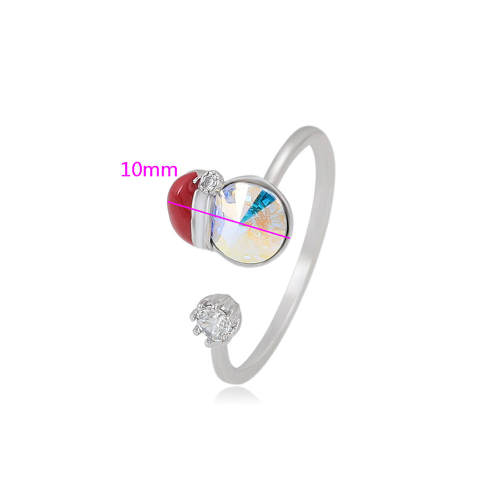 Pozlátený Zliatinový Prsteň s Červeným Emporia® Krištáľom a Bielym Emporia® Krištáľom 2 