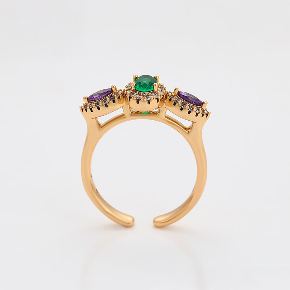 Pozlátený Zliatinový Prsteň s Fialovým Emporia® Krištáľom a so Zeleným Emporia® Krištáľom 4 