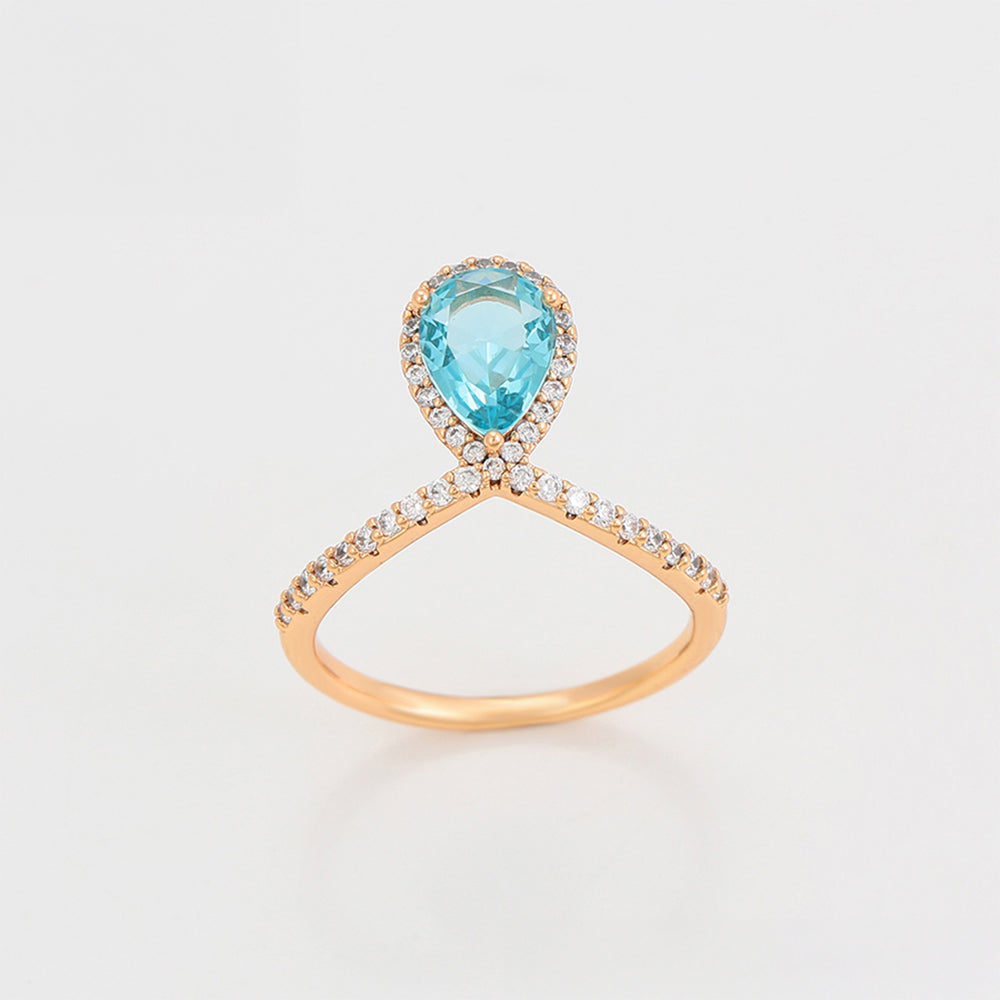 Pozlátený Zliatinový Prsteň s Modrým Emporia® Krištáľom a Bielym Emporia® Krištáľom 3 