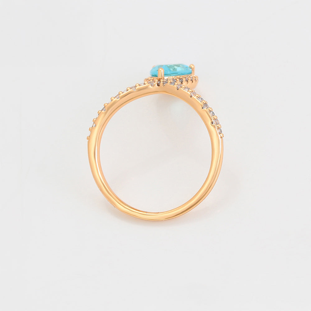 Pozlátený Zliatinový Prsteň s Modrým Emporia® Krištáľom a Bielym Emporia® Krištáľom 4 