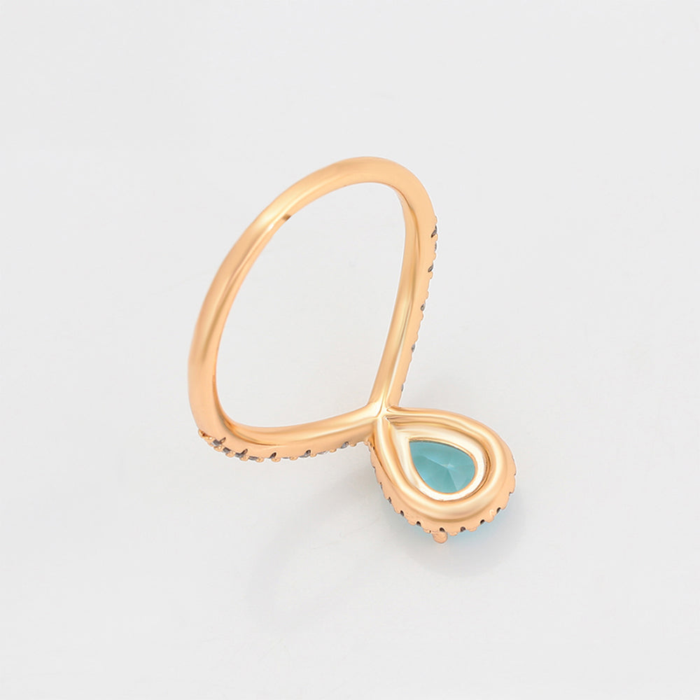 Pozlátený Zliatinový Prsteň s Modrým Emporia® Krištáľom a Bielym Emporia® Krištáľom 5 