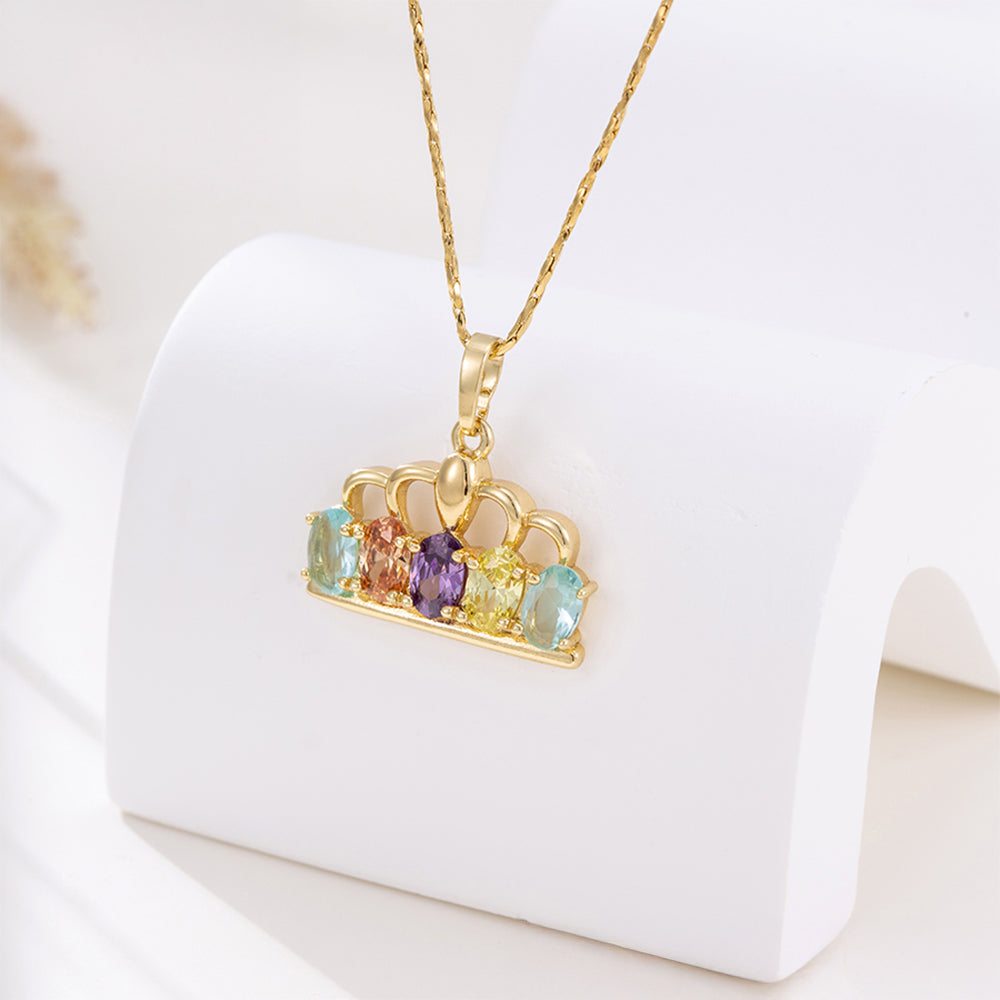 Pozlátené Zliatinové Sada s Fialovým Emporia® Krištáľom a so Žltým Emporia® Krištáľom ( Náušnice+Prívesok ) 6 