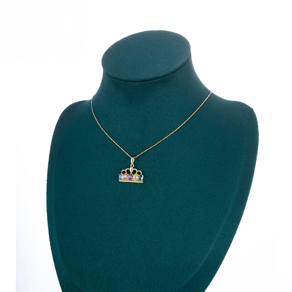 Pozlátené Zliatinové Sada s Fialovým Emporia® Krištáľom a so Žltým Emporia® Krištáľom ( Náušnice+Prívesok ) 7 