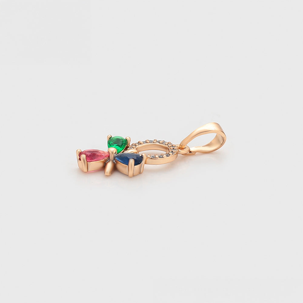 Pozlátené Zliatinové Sada s Červeným Emporia® Krištáľom a so Zeleným Emporia® Krištáľom ( Náušnice+Prívesok ) 11 