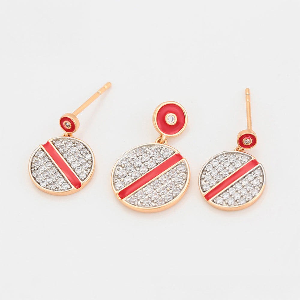 Pozlátené Zliatinové Sada s Červeným Emporia® Krištáľom a Bielym Emporia® Krištáľom ( Náušnice+Prívesok ) 6 