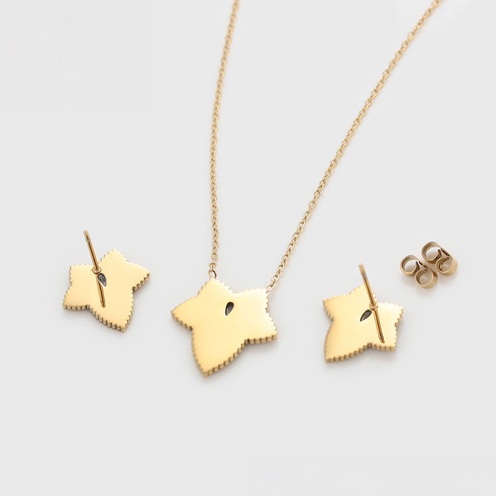 Pozlátené Zliatinové Sada s so Zeleným Emporia® Krištáľom a Bielym Emporia® Krištáľom ( Náhrdelník+Náušnice ) 10 