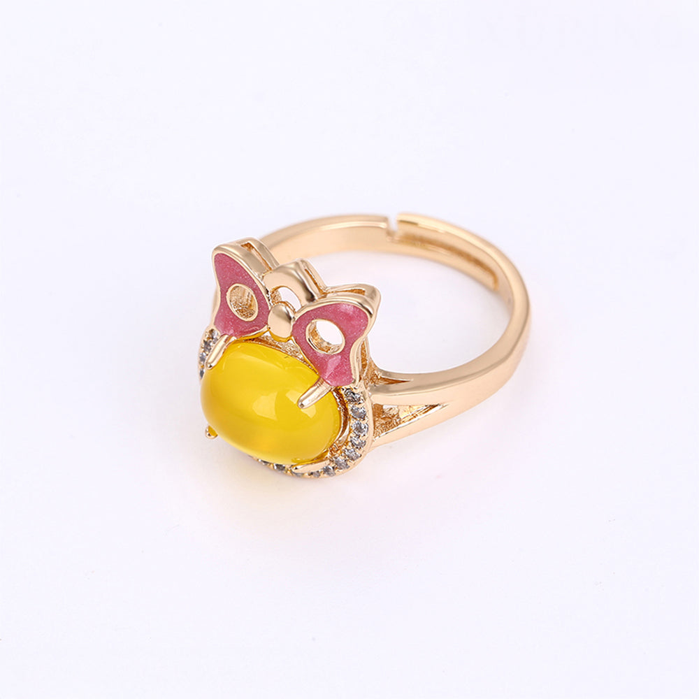 Pozlátené Zliatinové Sada s so Žltým Emporia® Krištáľom a Bielym Emporia® Krištáľom ( Náušnice+Prsteň +Prívesok ) 4 