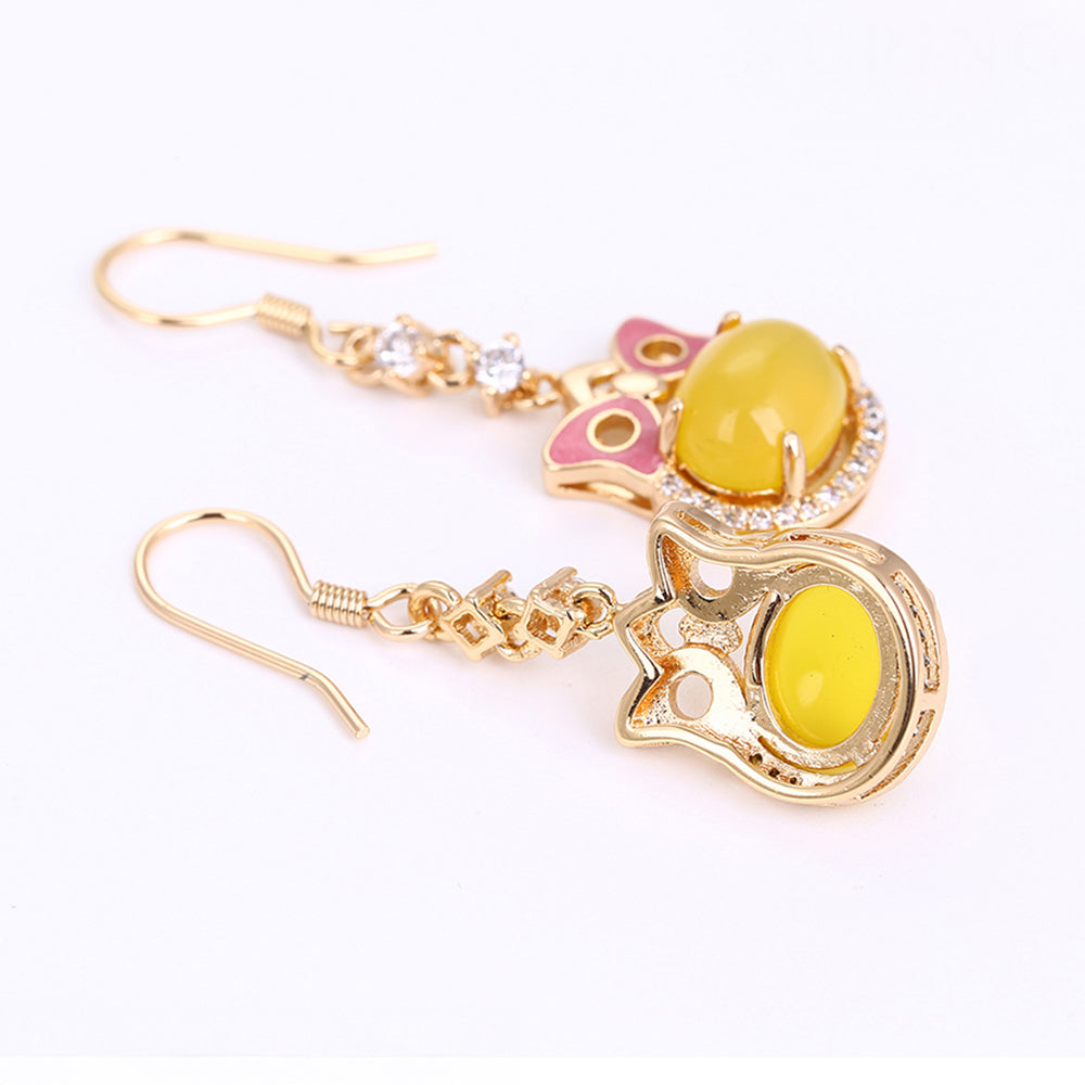 Pozlátené Zliatinové Sada s so Žltým Emporia® Krištáľom a Bielym Emporia® Krištáľom ( Náušnice+Prsteň +Prívesok ) 6 