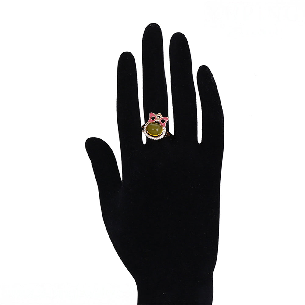 Pozlátené Zliatinové Sada s so Žltým Emporia® Krištáľom a Bielym Emporia® Krištáľom ( Náušnice+Prsteň +Prívesok )